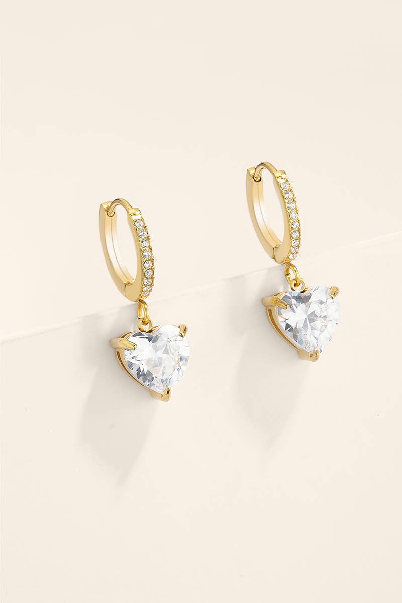 Steel heart drop earrings 124AQ736