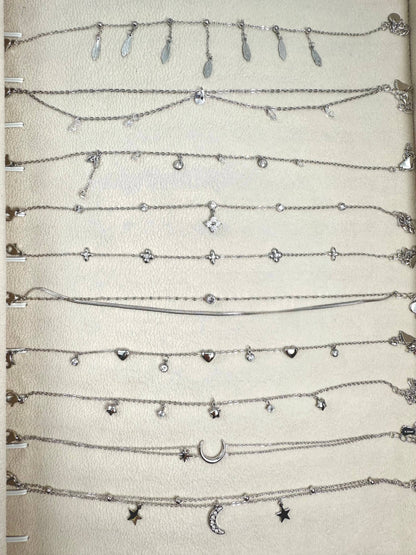 Set of 10 stainless steel anklets SET297