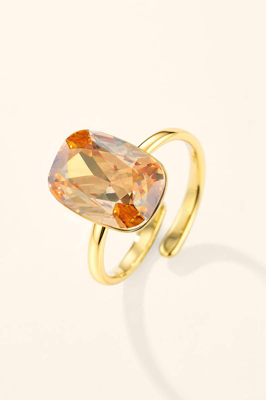 Bague solitaire à zircon coussin champagne en acier 424AQ528