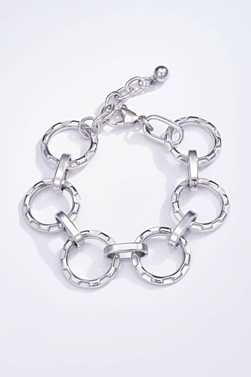 Stainless steel textured ring bracelet 324AQ44