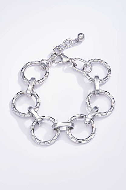Stainless steel textured ring bracelet 324AQ44