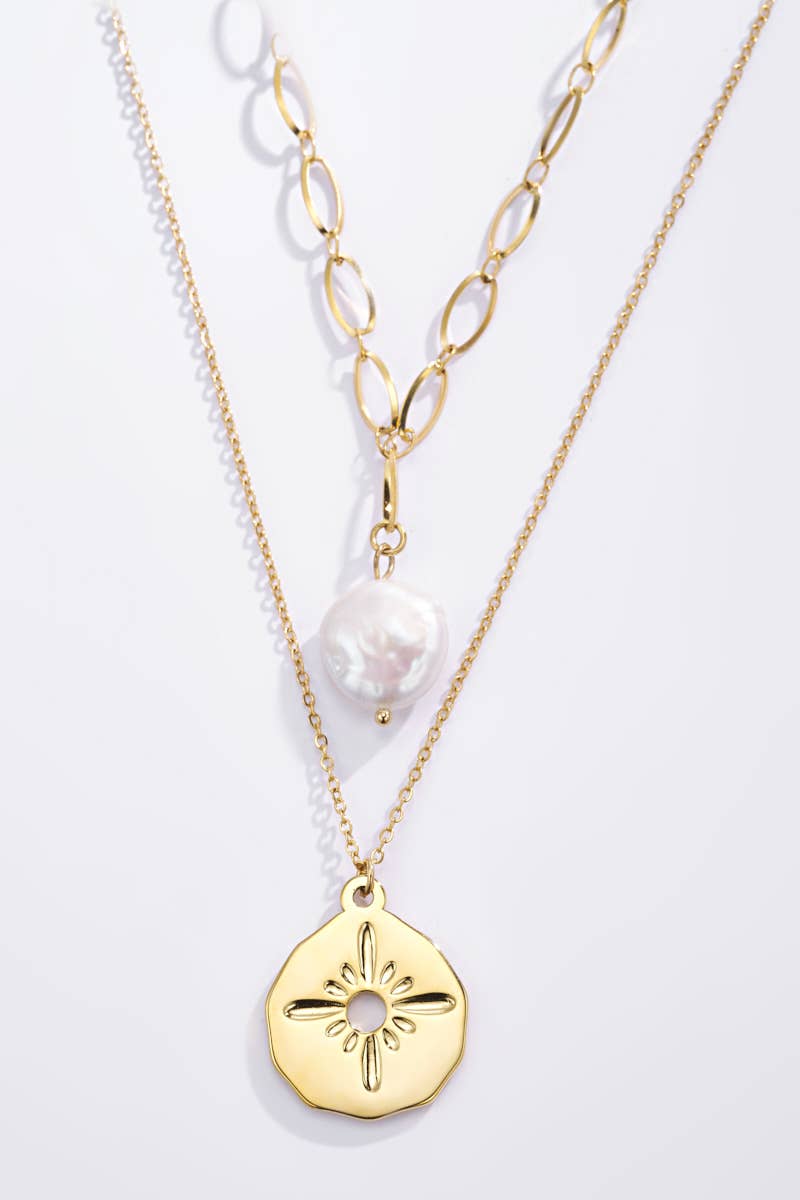 Collier perle naturelle en acier inoxydable 224RX48
