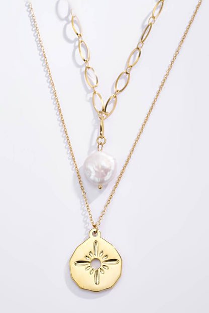 Collier perle naturelle en acier inoxydable 224RX48