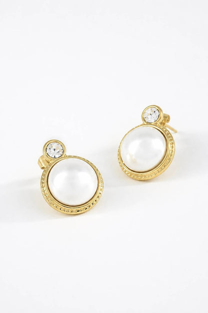 Boucles d’oreilles perle et zircon en acier 124AQ317