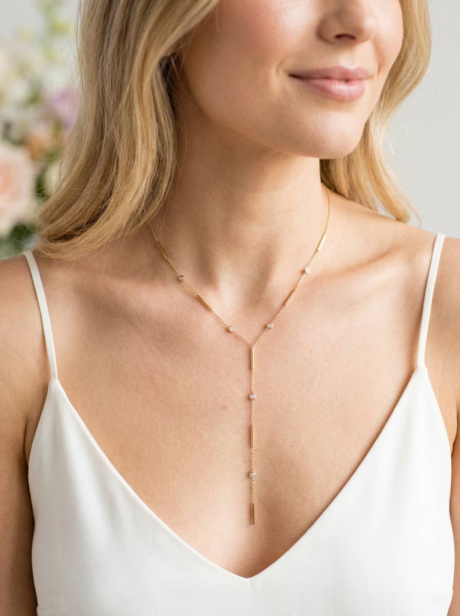 Stainless steel rhinestone Y-necklace 224AQ10