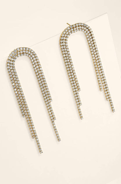 Boucles d’oreilles cascade de zircons en acier 124AQ798