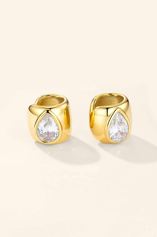 Earcuff épais à zircon poire en acier inoxydable 124AQ785