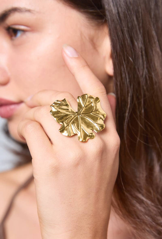 Bague feuille en acier inoxydable 424YC66