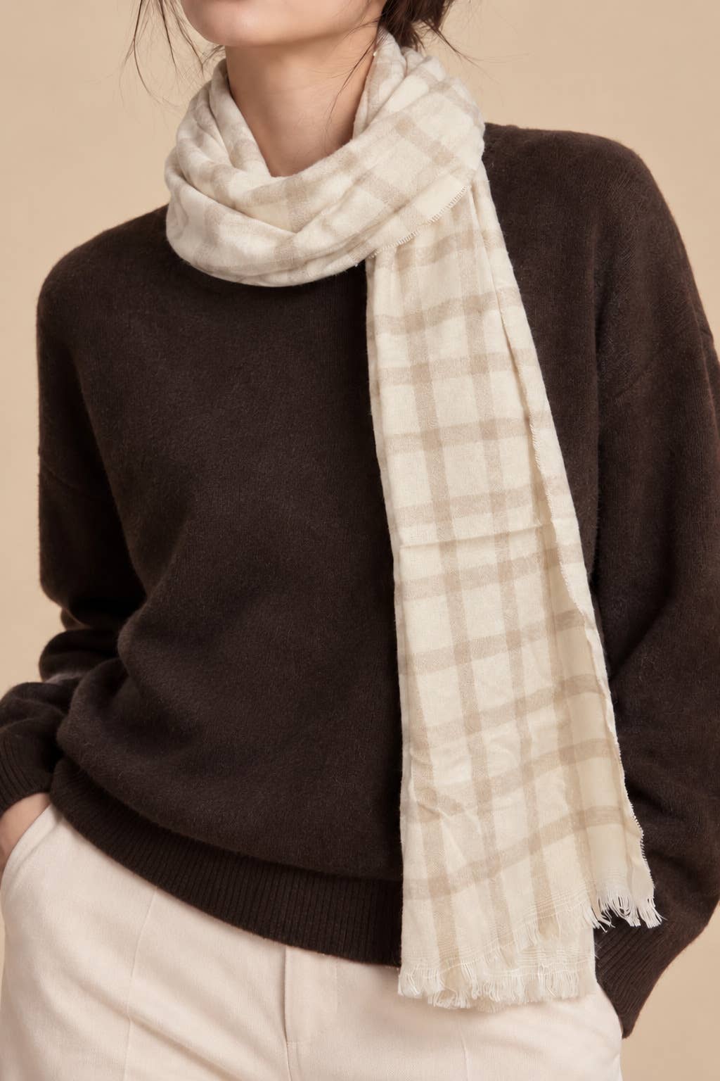FL623DF plaid thin scarf