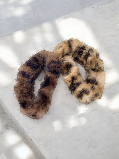 Leopard faux fur hair clip ZE04
