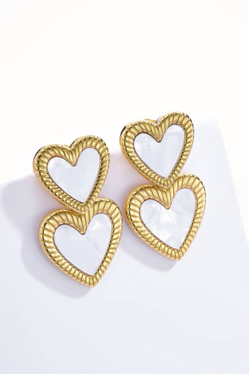 Boucles d'oreilles cœur nacré en acier inoxydable 124DY21K
