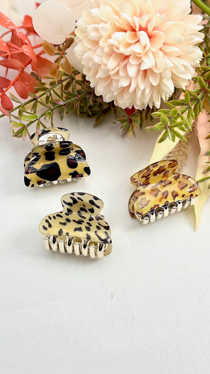 Mini pince  à cheveux léopard 3,5cm YH42