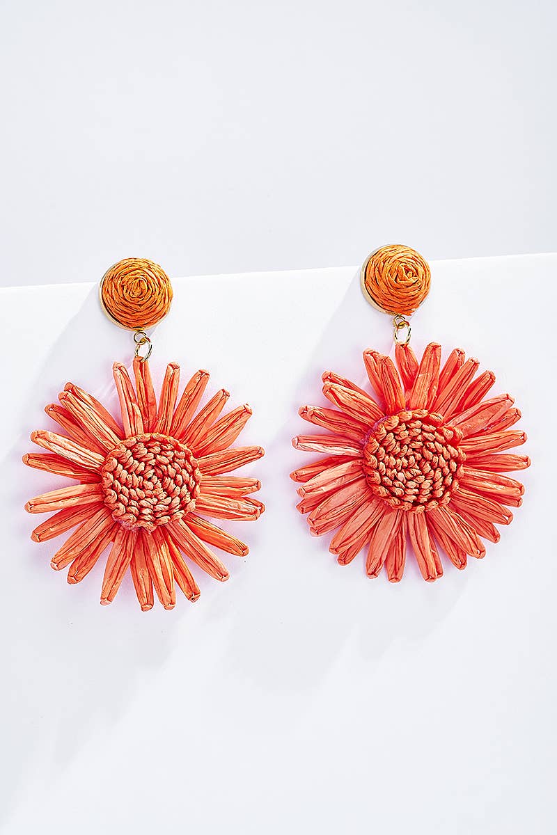 Straw earrings with steel stud 124NN08