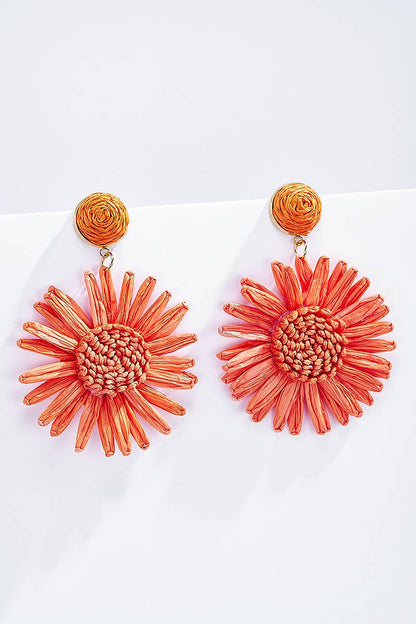 Straw earrings with steel stud 124NN08