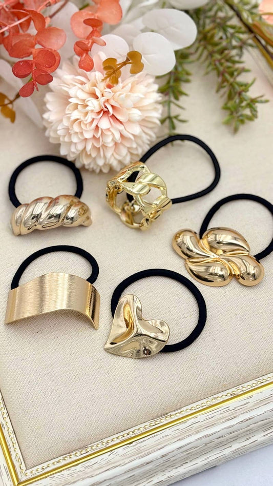 Set de 5 chouchou élastique avec métal ST69