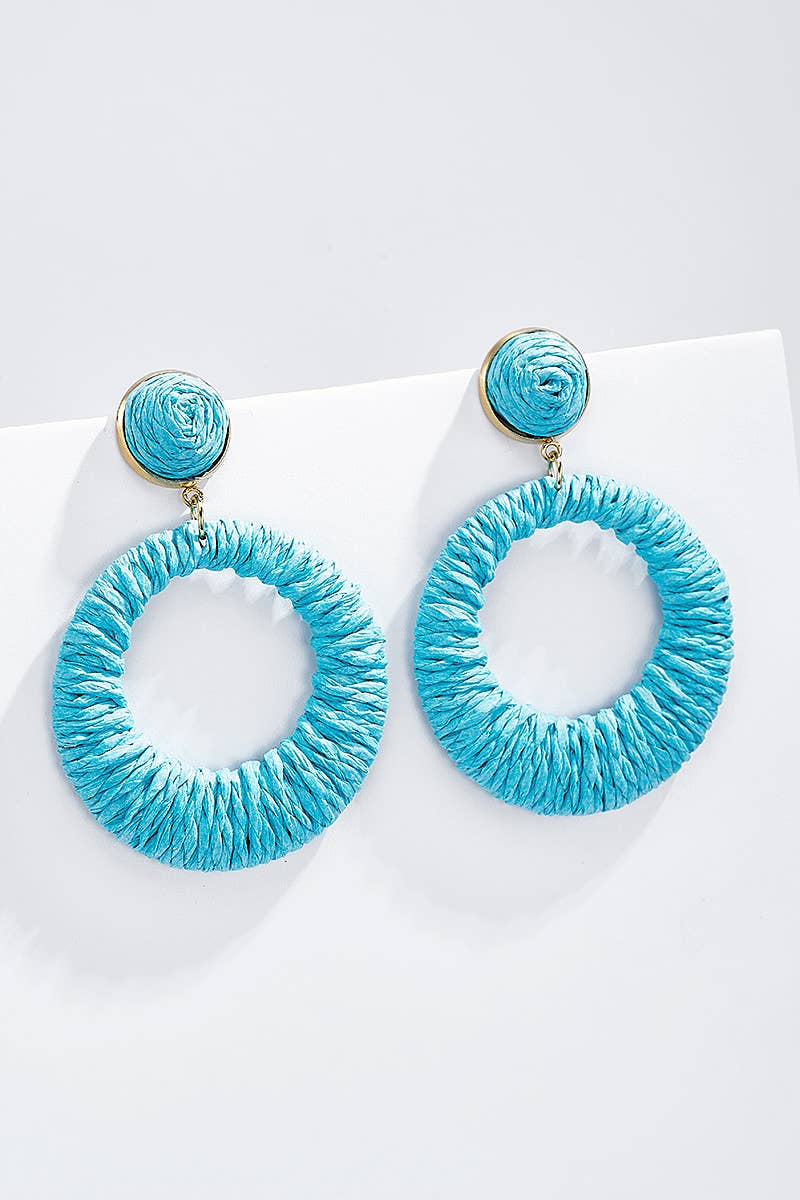 Straw earrings with steel stud 124NN06