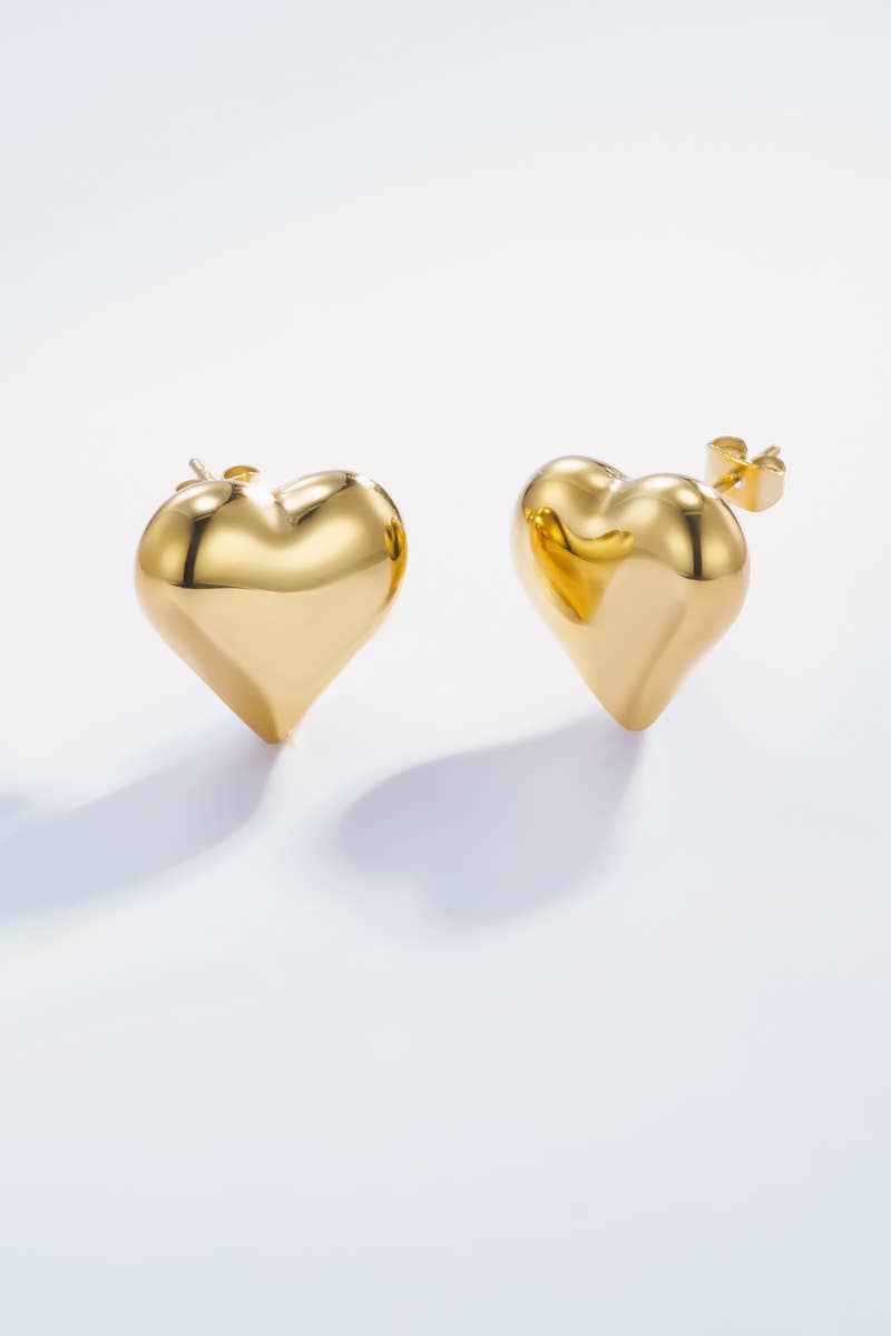 Boucles d'oreilles puces cœurs en acier inoxydable 124AQ77