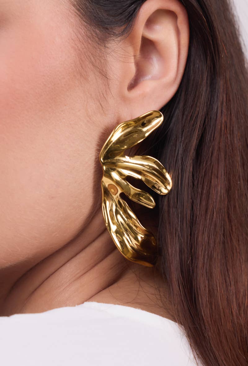 Boucles d'oreilles pétales en acier inoxydable 124CA21