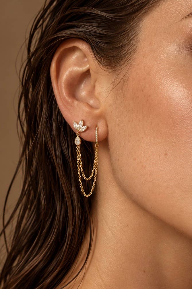 Stainless steel double hoop earring 124AQ828