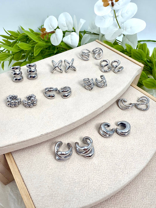 Set of 10 stainless steel earcuffs SET289