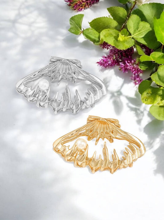 ZE21 Seashell and Pearl Metal Hair Clip