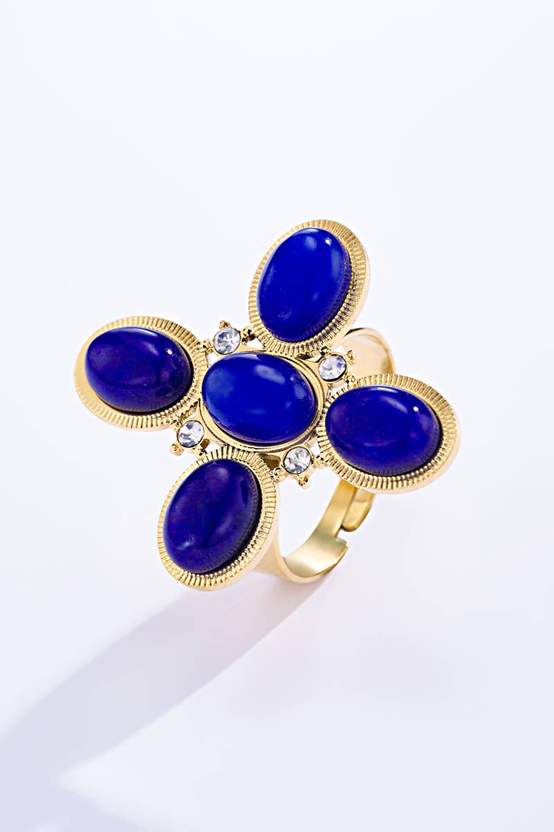 Stainless steel ring with colored stones 424RX87