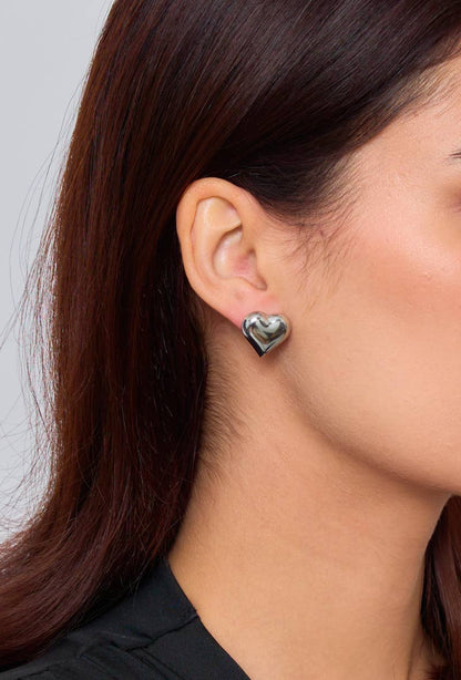 Boucles d'oreilles puces cœurs en acier inoxydable 124AQ77