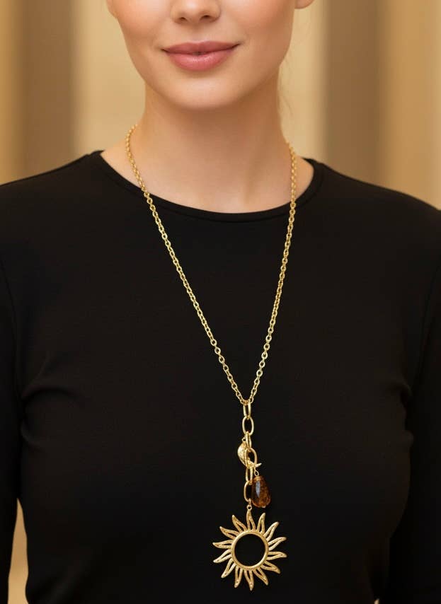 Stainless steel sautoir necklace 224RX84