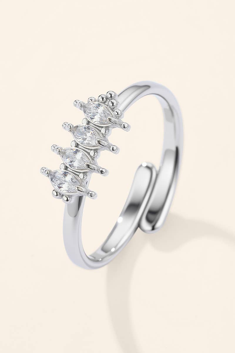 Stainless steel ring with four marquise-cut zircons 424AQ392