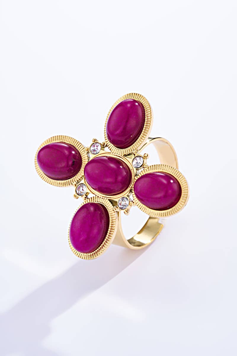 Stainless steel ring with colored stones 424RX87
