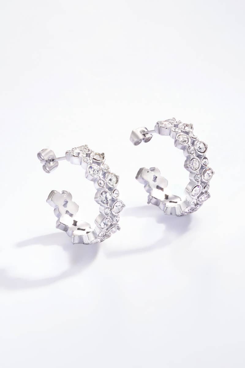 Boucles d'oreilles créoles strassées 124AQ116