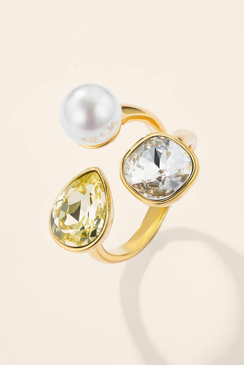 Stainless steel trilogy ring with pearl 424AQ381