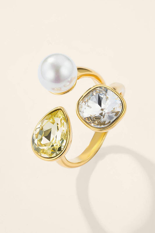 Bague triologie avec perle en acier inoxydable 424AQ381