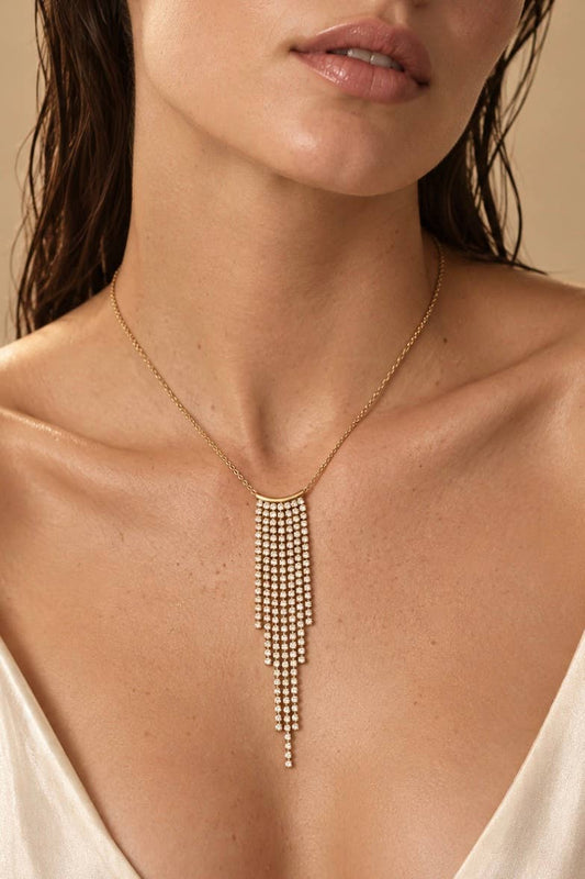 Collier cascade de zircons en acier inoxydable 224AQ389