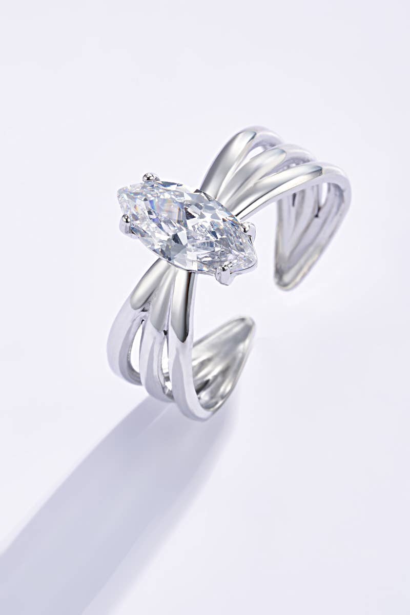 Bague avec pierre strasse en acier inoxydable 424RX18