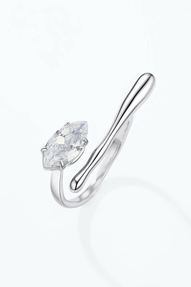 Bague ouverte à zircon en acier inoxydable 424AQ511