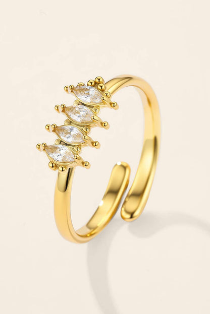 Stainless steel ring with four marquise-cut zircons 424AQ392