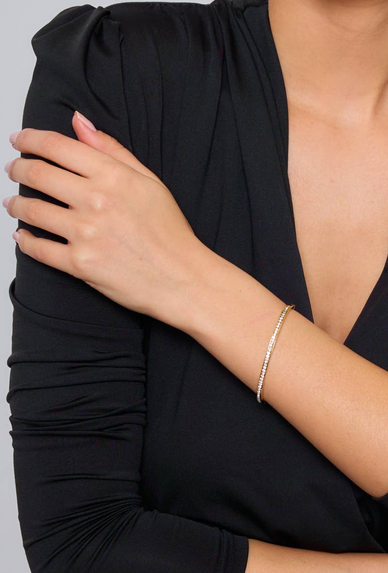 Bracelet jonc strassés en acier inoxydable 324AQ29