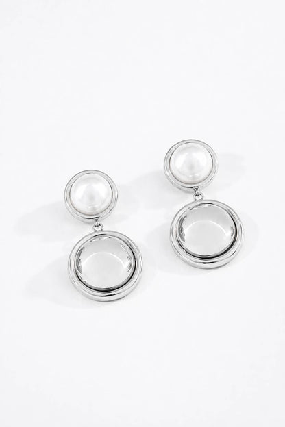 Boucles d’oreilles pendantes rondes perle en acier 124AQ325