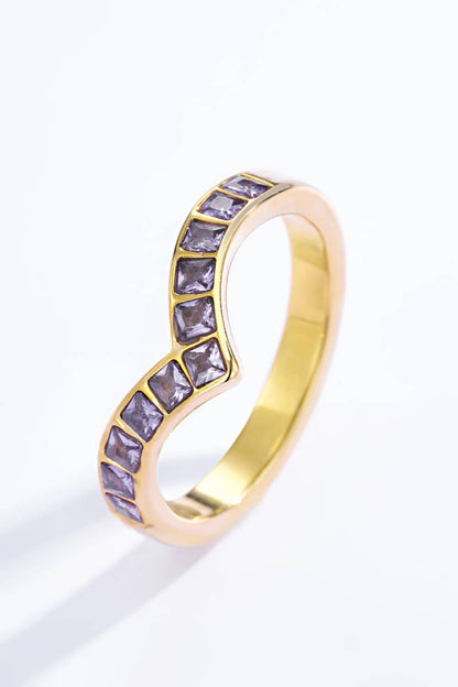 Bague avec strasses violet en acier inoxydable 424AQ36
