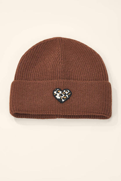 Bonnet à revers écusson cœur léopard MJ306SD