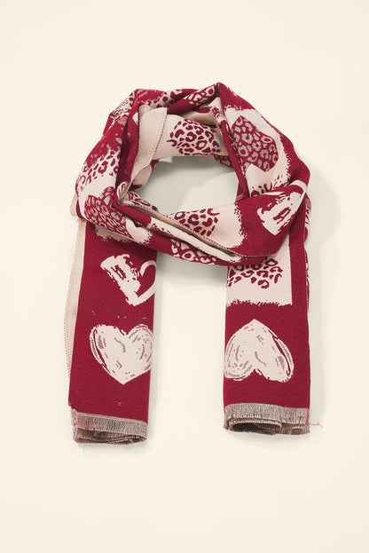 Leopard heart wool scarf FL615DF