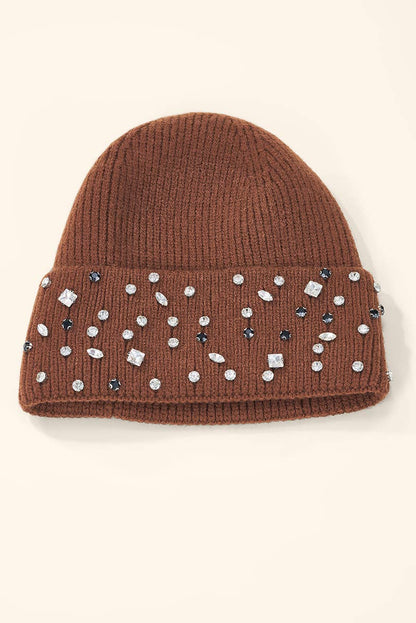 Rhinestone ribbed beanie MJ303SD