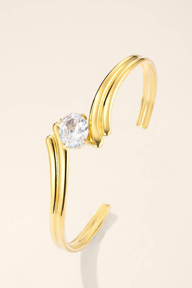 Bracelet jonc fin à zircon en acier inoxydable 324AQ537