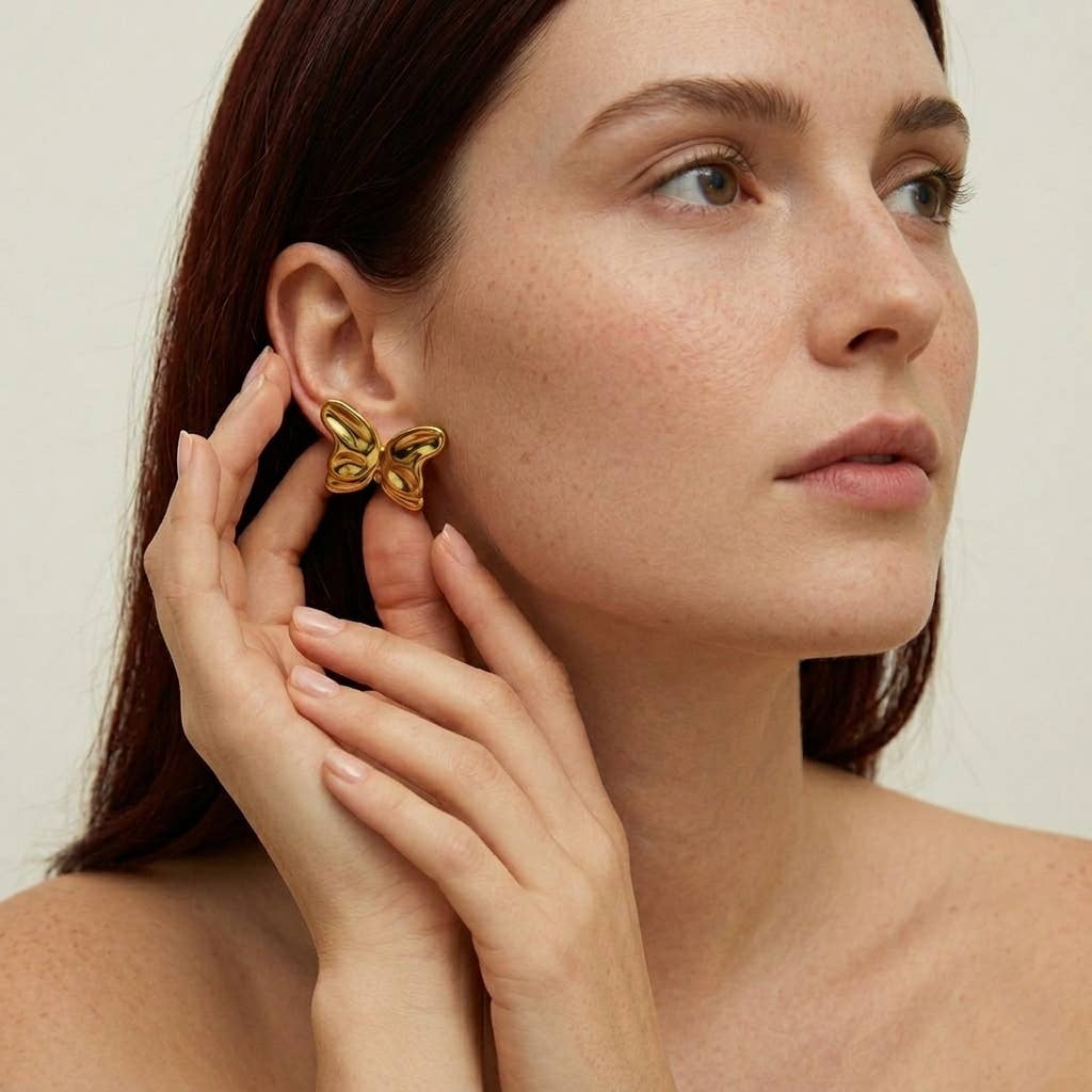 Boucles d'oreilles papillon en acier inoxydable 124AQ161