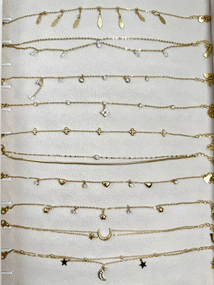 Set of 10 stainless steel anklets SET296