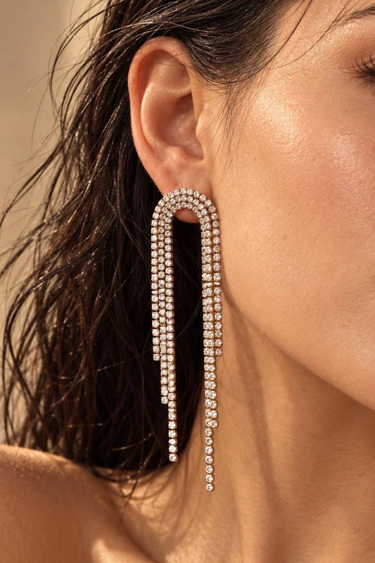 Boucles d’oreilles cascade de zircons en acier 124AQ798