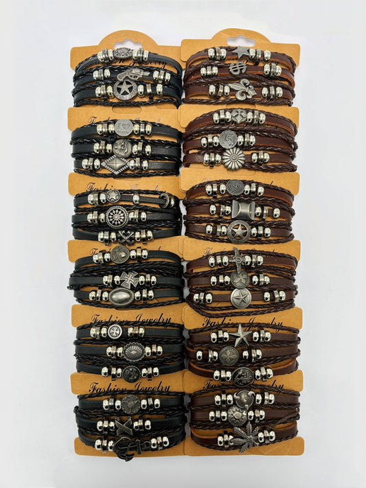 Bracelets en cuir véritable 324QZ04 LOT DE 12