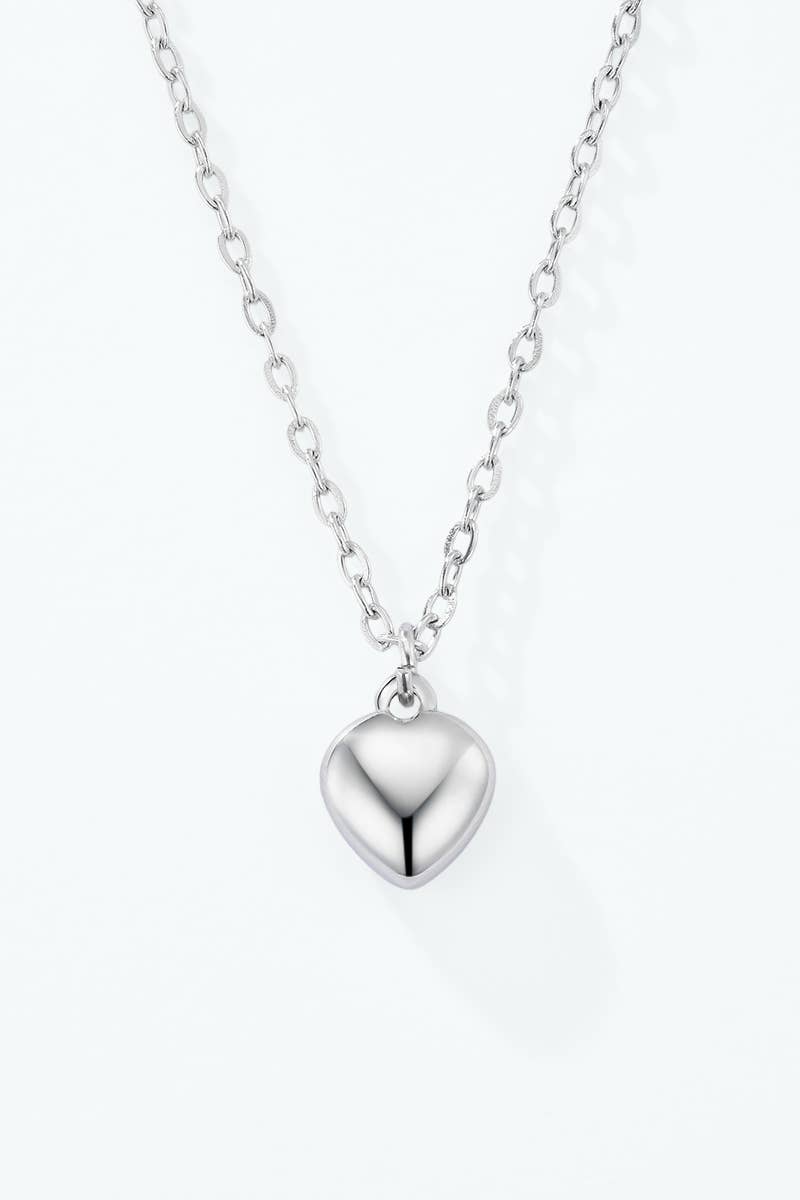 Collier pendentif cœur bombé en acier inoxydable 224AQ390