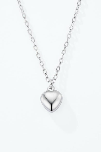 Collier pendentif cœur bombé en acier inoxydable 224AQ390